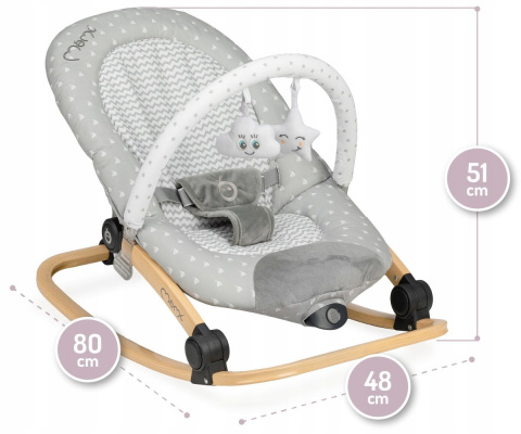 MoMi LUMIWOOD Leżaczek bujaczek z wibracjami i muzyką - Marine