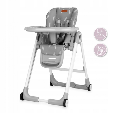 MoMi Luxuria krzesełko do karmienia z kółkami 2w1 - Ciemnoszare