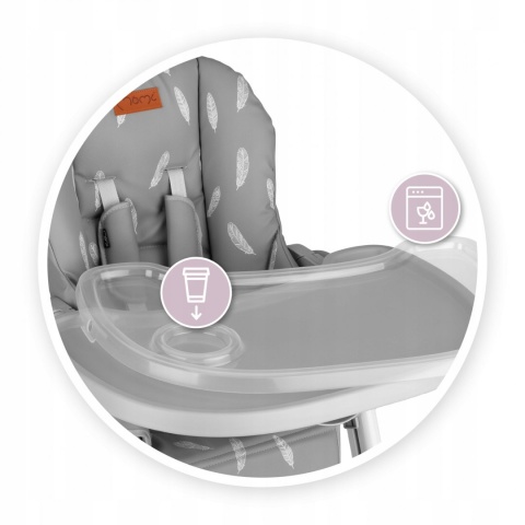 MoMi Luxuria krzesełko do karmienia z kółkami 2w1 - Ciemnoszare
