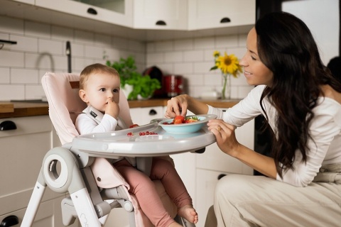 MoMi Luxuria krzesełko do karmienia z kółkami 2w1 - Ciemnoszare