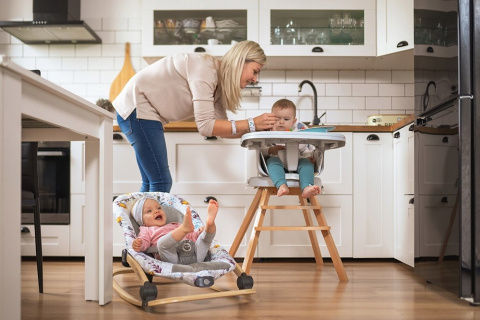 MoMi Woodi Obrotowe krzesełko do karmienia drewniane - Granatowe