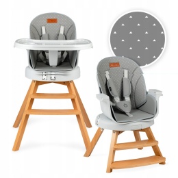 MoMi Woodi Obrotowe krzesełko do karmienia drewniane - Szare