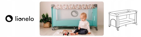 STEFI Lionelo Łóżeczko turystyczne Kojec - Green Turquoise