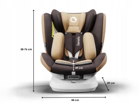 BASTIAAN ONE Lionelo Obrotowy fotelik samochodowy 0-36 kg Isofix RWF - Beige Chocolate