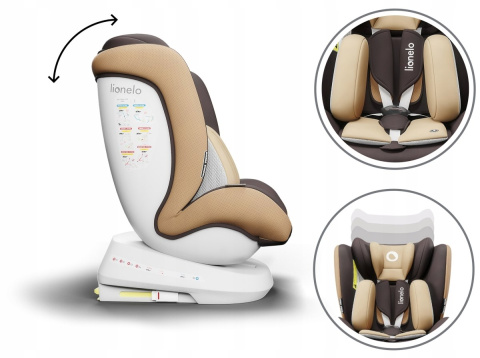 BASTIAAN ONE Lionelo Obrotowy fotelik samochodowy 0-36 kg Isofix RWF - Beige Chocolate
