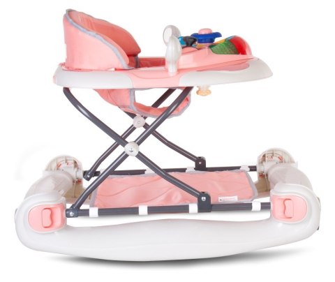 Chodzik kołyska z kierownicą - różowo szary