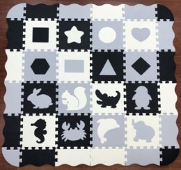 Mata edukacyjna dla dzieci piankowe puzzle kojec 36 elementów 143 x 143 x 1 cm szara