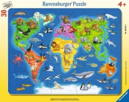 Puzzle 30el Mapa świata zwierząt 066414 RAVENSBURGER p40