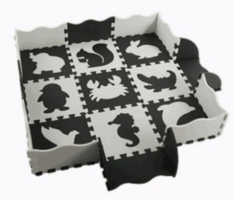 Mata edukacyjna piankowa puzzle 114 x 114 x 1 cm czarna 25 elementów