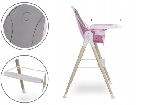 MAYA Lionelo Krzesełko do karmienia 2w1 do 25 kg - PINK ROSE