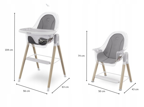 MAYA Lionelo Krzesełko do karmienia 2w1 do 25 kg - WHITE