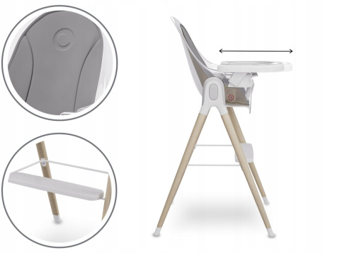 MAYA Lionelo Krzesełko do karmienia 2w1 do 25 kg - WHITE