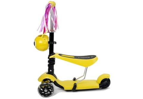 Hulajnoga Trójkołowa z Siodełkiem 8086 Żółta