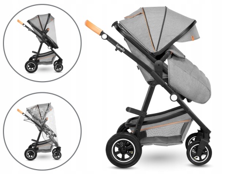 AMBER 2w1 Lionelo Wózek wielofunkcyjny z gondolą - GREY STONE