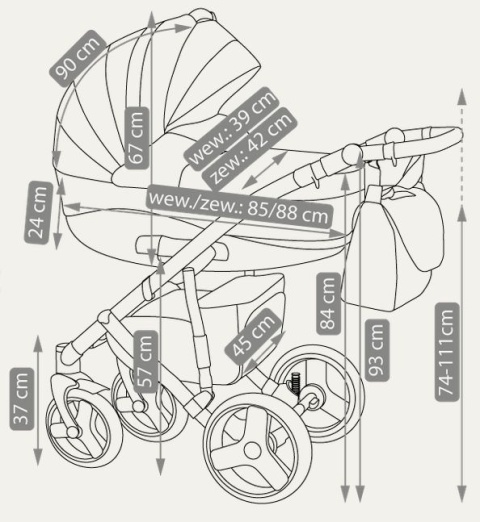 Sirion Eco 3w1 Camarelo wózek wielofunkcyjny z fotelikiem KITE 0-13kg Polski Produkt - SiE-8
