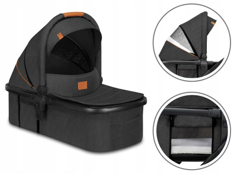 AMBER 3w1 Lionelo Wózek wielofunkcyjny z gondolą i fotelikiem 0-13kg - GREY GRAPHITE