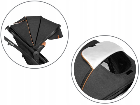 AMBER 3w1 Lionelo Wózek wielofunkcyjny z gondolą i fotelikiem 0-13kg - GREY GRAPHITE