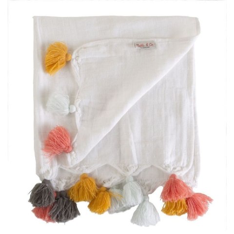 Childhome Pieluszki tetrowe z pomponami zestaw 4 szt. White