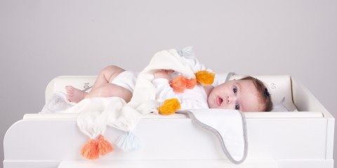 Childhome Pieluszki tetrowe z pomponami zestaw 4 szt. White