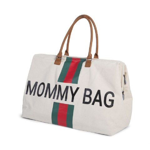 Childhome Torba Mommy Bag Paski Zielono-Czerwone