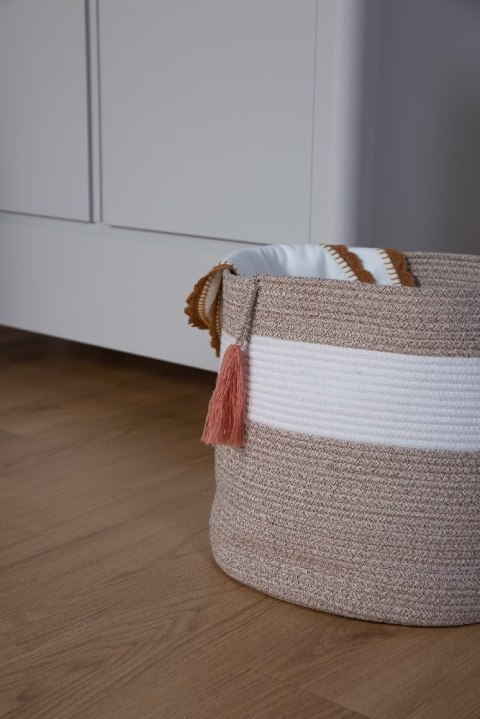 Childhome Kosz Pleciony sznurkowy z frędzlem 38 x 40 cm White Beige