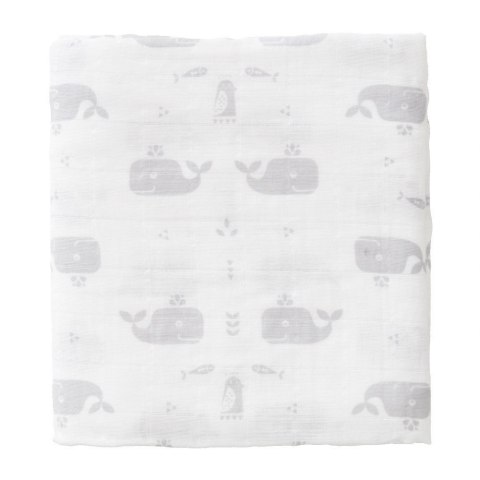 Fresk Pieluszki muślinowe zestaw 2 szt. 70 x 60 cm Wieloryb Dawn grey