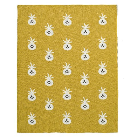 Fresk Tkany kocyk z bawełny organicznej 80 x 100 cm Ananas Mustard