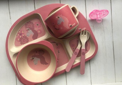 B-EKO Zestaw naczyń z kukurydzy Pink Jednorożec