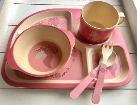 B-EKO Zestaw naczyń z kukurydzy Pink Jednorożec