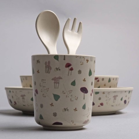 Filibabba Bambusowy zestaw obiadowy Forest floor Rose