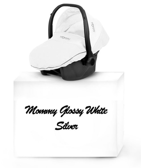 MOMMY GLOSSY White 3w1 BabyActive wózek głęboko-spacerowy + fotelik samochodowy Kite 0-13kg - Mgw 03 Silver