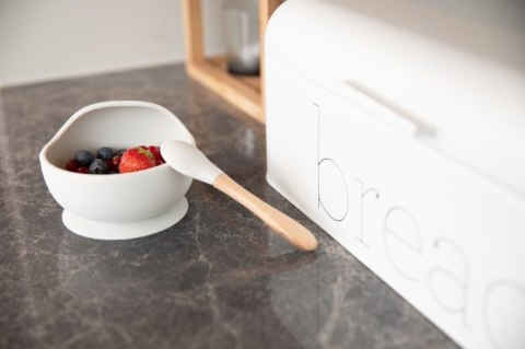 B-Silikonowa miska z przyssawką i łyżeczką grey