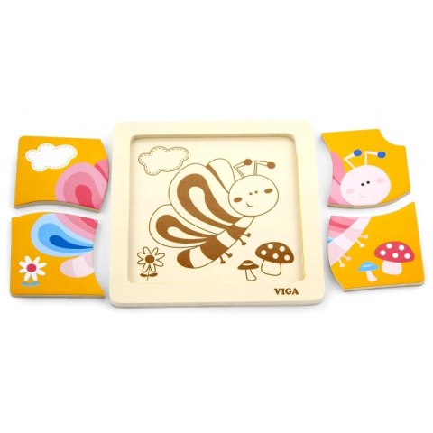 VIGA Poręczne Drewniane Puzzle Motylek