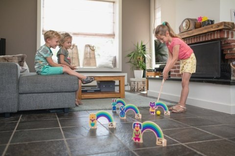 Drewniany krykiet dla dzieci - zestaw BS Toys Tęcza