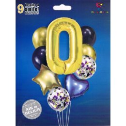 Zestaw balonów cyfra 0, wys. 40-60cm 9 szt BCF-204-0