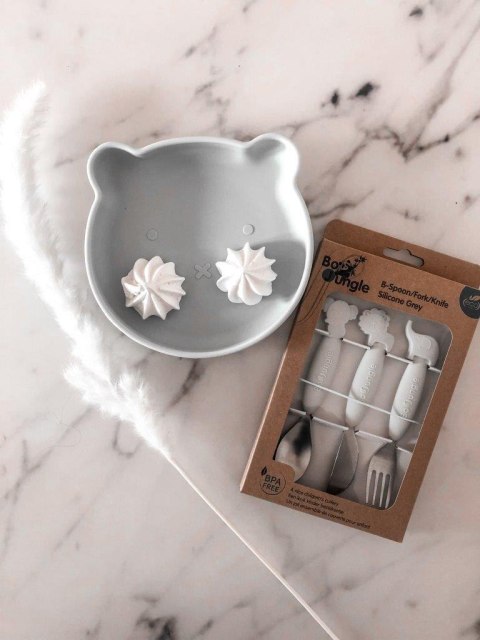 B-Talerzyk silikonowy Bear z przyssawką Grey