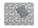 Sensillo Komplet do łóżeczka z muślinu i drukowanej bawełny - POLANA GRAFITOWY