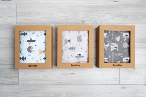 Sensillo Komplet do łóżeczka z muślinu i drukowanej bawełny - POLANA RÓŻOWY