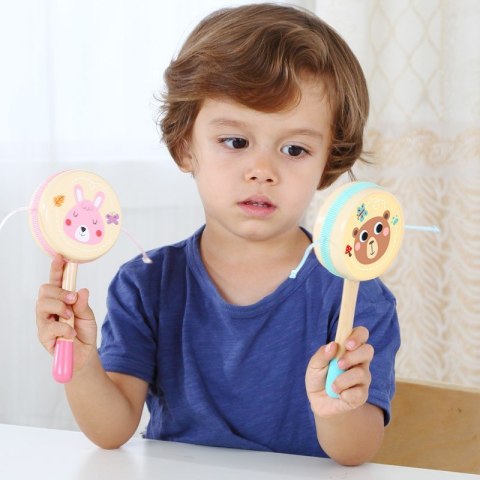 TOOKY TOY Drewniana Grzechotka dla Dzieci Króliczek Różowa