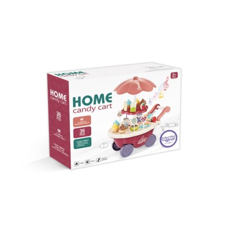 WOOPIE Sklep Food Truck Cukiernia Wózek Stoisko z Lodami Słodyczami Dźwięk Światło + 36 Akc