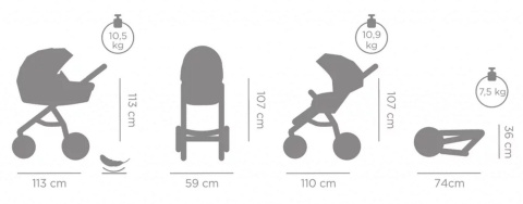 SKY 2w1 Tutis wielofunkcyjny wózek dziecięcy, waga 10,5 kg - 102 Marine
