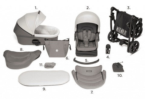 SKY 2w1 Tutis wielofunkcyjny wózek dziecięcy, waga 10,5 kg - 108 Grey