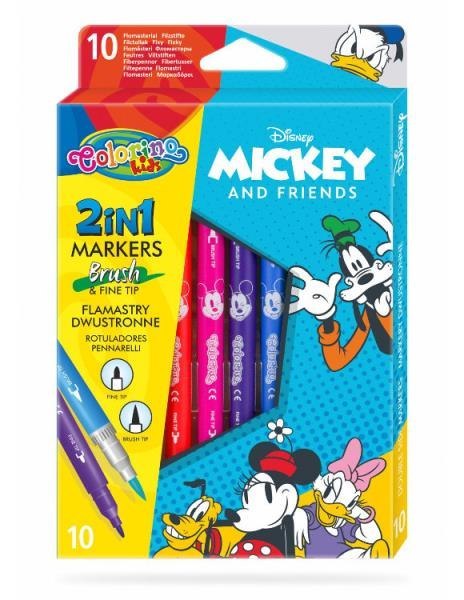 Flamastry dwustronne 10 kolorów Colorino Kids Mickey Myszka Miki
