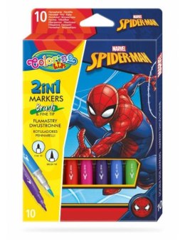 Flamastry dwustronne 10 kolorów Colorino Kids Spiderman