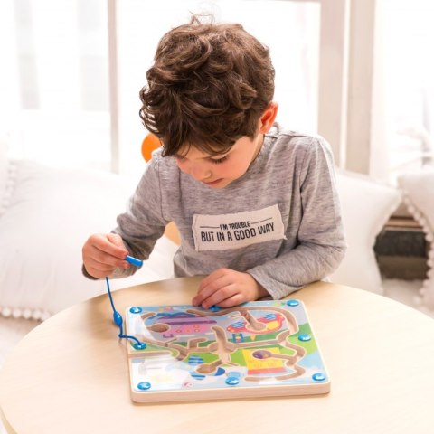 CLASSIC WORLD Drewniany Ciągacz Pociąg Klocki 3 Wagony 16 el.