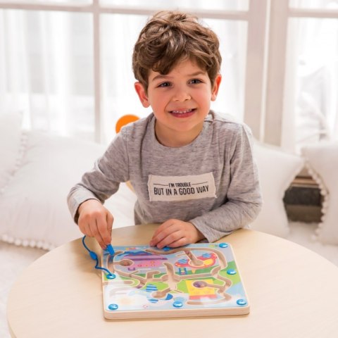 CLASSIC WORLD Drewniany Ciągacz Pociąg Klocki 3 Wagony 16 el.