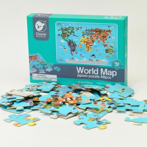 CLASSIC WORLD Puzzle Mapa Świata Kontynenty 48 el.