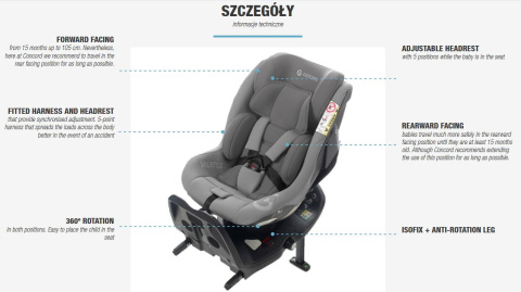 BALANCE Concord obrotowy 360 i-Size od 40 do 105 cm fotelik samochodowy - Shadow Black