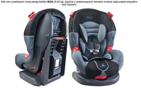 IBIZA CARETERO fotelik samochodowy dla dzieci o wadze 9-25kg (grupa I, II) - BLACK