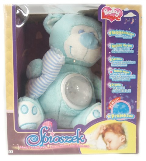 Miś Śpioszek z Projektorem Niebieski Śpiewa Kołysanki Hit